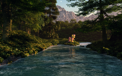 Size: 3072x1920 | Tagged: safe, artist:saxm13, fluttershy, g4, 3d, female, forest, scenery, solo