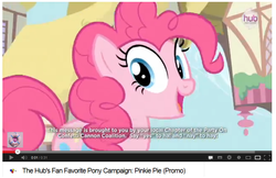 Size: 875x568 | Tagged: safe, pinkie pie, g4, female, promo, solo, the hub, youtube video