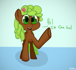 Size: 1496x1382 | Tagged: safe, artist:coco, oc, oc only, oc:oak bud, earth pony, pony, flower, solo