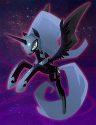Size: 765x1000 | Tagged: safe, artist:sambragg, nightmare moon, alicorn, pony, g4, female, flying, mare, solo