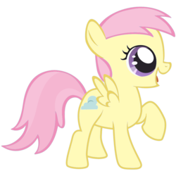 Size: 894x894 | Tagged: safe, artist:pageturner1988, edit, editor:jdueler11, cotton cloudy, fluttershy, pegasus, pony, fanfic:past sins, g4, fanfic art, female, filly, foal, open mouth, raised hoof, recolor, simple background, solo, transparent background, vector
