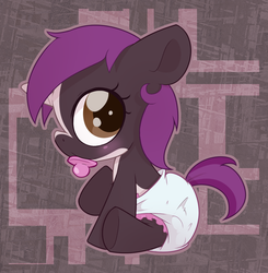Size: 928x948 | Tagged: safe, artist:cuddlehooves, oc, oc only, oc:vissy, pony, baby, baby pony, diaper, foal, pacifier, poofy diaper, solo