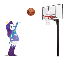Size: 1200x1000 | Tagged: safe, artist:glitchking123, edit, rarity, equestria girls, g4, my little pony equestria girls, basketball, boots, fake ears, female, helping twilight win the crown, high heel boots, pony ears, rarity elegant pose, shoes, simple background, solo, white background, wondercolts uniform