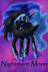 Size: 600x900 | Tagged: safe, artist:zombiferret, nightmare moon, g4, female, solo