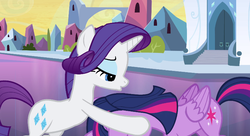 Size: 777x422 | Tagged: safe, screencap, rarity, twilight sparkle, equestria girls, g4, my little pony equestria girls, holding head, lidded eyes, out of context, twilight sparkle (alicorn)