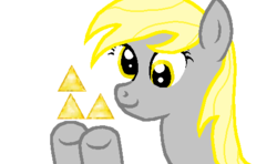 Size: 481x285 | Tagged: safe, derpy hooves, pegasus, pony, g4, female, fixed, mare, newbs can't triforce, the legend of zelda, triangles, triforce