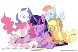 Size: 800x537 | Tagged: safe, applejack, pinkie pie, rainbow dash, rarity, twilight sparkle, alicorn, pony, g4, element of magic, female, mare, twilight sparkle (alicorn)