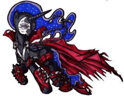 Size: 1408x1092 | Tagged: safe, artist:darkone10, nightmare moon, g4, crossover, female, solo, spawn