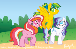 Size: 1275x825 | Tagged: safe, artist:sakurakaijuu, galaxy (g1), gingerbread, masquerade (g1), twinkle eyed pony, g1, g4, g1 to g4, generation leap