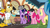 Size: 639x355 | Tagged: safe, screencap, donut joe, fluttershy, gustave le grande, mulia mild, pinkie pie, rainbow dash, twilight sparkle, donkey, earth pony, griffon, pegasus, pony, unicorn, g4, mmmystery on the friendship express, my little pony: friendship is magic, female, male, mare, stallion, youtube caption