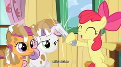 Size: 640x355 | Tagged: safe, screencap, apple bloom, scootaloo, sweetie belle, g4, cutie mark crusaders, youtube caption