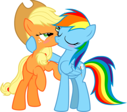 Size: 1134x1004 | Tagged: safe, artist:nikkikitty44, applejack, rainbow dash, earth pony, pegasus, pony, g4, blushing, duo, female, kiss on the lips, kissing, lesbian, mare, ship:appledash, shipping, simple background, transparent background, vector