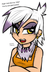 Size: 600x800 | Tagged: safe, artist:hazama, artist:livesmutanon, gilda, equestria girls, g4, /mlp/, colored, equestria girls-ified, female, gildere, human coloration, humanized, solo, tsundere