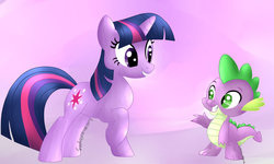 Size: 900x540 | Tagged: safe, artist:kurovonwolfgang, spike, twilight sparkle, g4