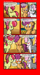Size: 686x1278 | Tagged: safe, artist:theburningdonut, apple bloom, rainbow dash, scootaloo, sweetie belle, g4, comic, cutie mark crusaders, female, filly, freudian slip, implied lesbian, implied scootadash, implied shipping, lesbian, question mark, shipping