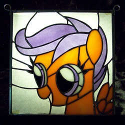 Size: 1900x1900 | Tagged: safe, artist:fetchbeer, scootaloo, g4, craft, customized toy, irl, photo, stained glass, stained glass (irl)