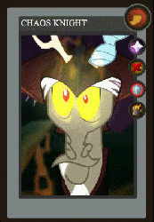 Size: 295x426 | Tagged: safe, artist:yudhaikeledai, part of a set, discord, g4, animated, chaos knight, dota, dota 2, male, part of a series, ponified dota 2 cards, solo