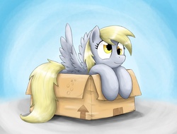 Size: 3131x2374 | Tagged: safe, artist:otakuap, derpy hooves, pegasus, pony, g4, box, cute, female, mare, solo