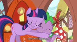 Size: 640x355 | Tagged: safe, screencap, spike, twilight sparkle, g4, youtube caption