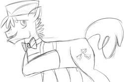 Size: 1280x853 | Tagged: dead source, safe, artist:sweethd, carrot cake, earth pony, pony, g4, male, monochrome, sketch, solo, stallion