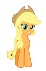 Size: 1202x1857 | Tagged: safe, artist:php50, applejack, hybrid, original species, human head pony, equestria girls, g4, face swap, female, simple background, solo, transparent background, vector, what has magic done, what has science done