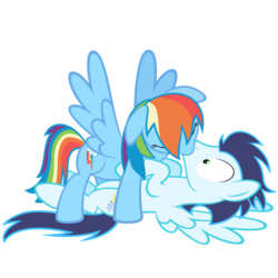 Size: 1024x1024 | Tagged: safe, artist:ashidaru, rainbow dash, soarin', pegasus, pony, g4, female, kissing, male, mare, ship:soarindash, shipping, simple background, stallion, straight, transparent background, wingboner