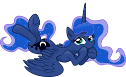 Size: 6000x3694 | Tagged: safe, artist:kp-shadowsquirrel, artist:spier17, princess luna, alicorn, pony, g4, absurd resolution, female, hooves, mare, missing accessory, prone, simple background, solo, transparent background, underhoof, vector