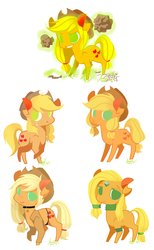 Size: 1179x1920 | Tagged: safe, artist:laceymod, applejack, earth pony, pony, ask sexy applejack, g4, applejack asks, chakra applejack, chibi, earthbound applejack, liar face, liarjack, multeity, scrunchy face, tumblr, tumblr ponidox