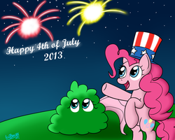 Size: 1500x1200 | Tagged: safe, artist:icebreak23, fluttershy, pinkie pie, g4, 4th of july, american independence day, fireworks, independence day