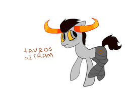 Size: 700x500 | Tagged: safe, artist:wakeningwaffles, pony, amputee, bull horns, homestuck, horns, male, ponified, prosthetic leg, prosthetic limb, prosthetics, robotic leg, solo, species swap, tavros nitram