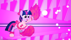 Size: 2560x1440 | Tagged: safe, artist:game-beatx14, twilight sparkle, g4, cheerleader, female, solo, wallpaper