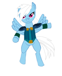 Size: 900x1101 | Tagged: safe, artist:demonioblanco, rainbow dash, g4, clothes, female, hair, hokuto no ken, rei, solo, white, white hair