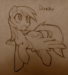 Size: 1274x1412 | Tagged: safe, artist:soulspade, derpy hooves, pegasus, pony, g4, female, mare, monochrome, solo
