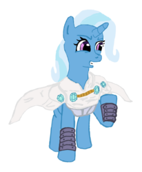 Size: 811x984 | Tagged: safe, artist:demonioblanco, trixie, pony, unicorn, g4, armor, cape, clothes, colored, female, hokuto no ken, mare, ryuga, smiling, solo