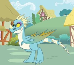 Size: 955x836 | Tagged: safe, artist:capricorn-the-dragon, oc, oc only, deadly nadder, dragon, g4, dreamworks, g4 style, glasses, how to train your dragon, ponyville, solo, stormfly