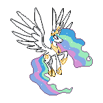 Size: 150x150 | Tagged: safe, artist:kevfin, princess celestia, alicorn, pony, g4, female, mare, palindrome get, simple background, solo, spread wings, sprite, transparent background, wings