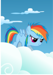 Size: 6000x8412 | Tagged: safe, artist:cerbii, rainbow dash, g4, absurd resolution, cloud, cloudy, cute, female, filly, filly rainbow dash, solo