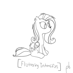 Size: 1000x1000 | Tagged: safe, artist:ponebrones-ponehouse, fluttershy, fly, g4, descriptive noise, female, insect on nose, meme, monochrome, solo, x intensifies