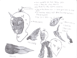 Size: 3285x2491 | Tagged: safe, artist:riondbrony, oc, oc only, changeling, concept, concept art, ice changeling, queen