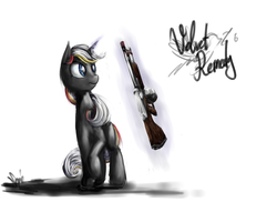 Size: 1280x1024 | Tagged: safe, artist:nemo2d, oc, oc only, oc:velvet remedy, pony, unicorn, fallout equestria, fanfic, fanfic art, female, glowing horn, gun, horn, magic, mare, shotgun, simple background, solo, telekinesis, weapon, white background