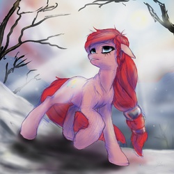Size: 3600x3600 | Tagged: safe, artist:anoldmate, pinkie pie, g4, alternate hairstyle, braid, female, solo, winter