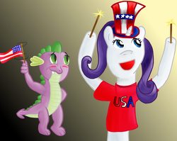 Size: 2097x1670 | Tagged: safe, artist:041744, rarity, spike, pony, unicorn, g4, 4th of july, american independence day, duo, independence day, united states