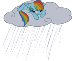 Size: 607x516 | Tagged: safe, artist:naroclie, rainbow dash, g4, cloud, female, rain, solo