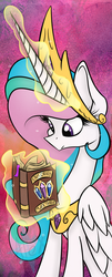 Size: 810x2000 | Tagged: safe, artist:nebula-the-dark, princess celestia, g4, book, female, solo