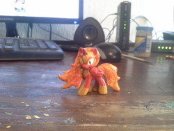 Size: 2560x1920 | Tagged: safe, nightmare star, oc, oc only, alicorn, pony, g4, alicorn oc, blind bag, computer, customized toy, figure, irl, keyboard, photo, solo, toy