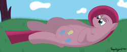 Size: 4377x1796 | Tagged: safe, artist:regxy, pinkie pie, g4, chubby, fat, female, pinkamena diane pie, porkymena diane pie, pudgy pie, solo