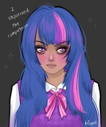 Size: 400x480 | Tagged: safe, artist:krisgoat, twilight sparkle, human, friendship is witchcraft, g4, dark skin, female, humanized, krisgoat, solo