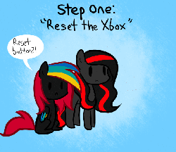 Size: 640x555 | Tagged: dead source, safe, artist:marytheechidna, oc, oc only, ask the console ponies, animated, cute, playstation, xbox