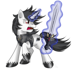 Size: 800x800 | Tagged: safe, artist:swanlullaby, oc, oc only, freckles, solo, sword, unshorn fetlocks