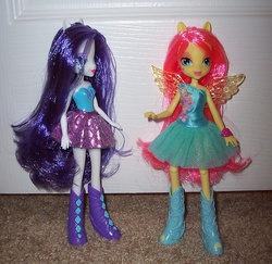 Size: 640x623 | Tagged: safe, fluttershy, rarity, equestria girls, g4, official, doll, irl, photo, toy